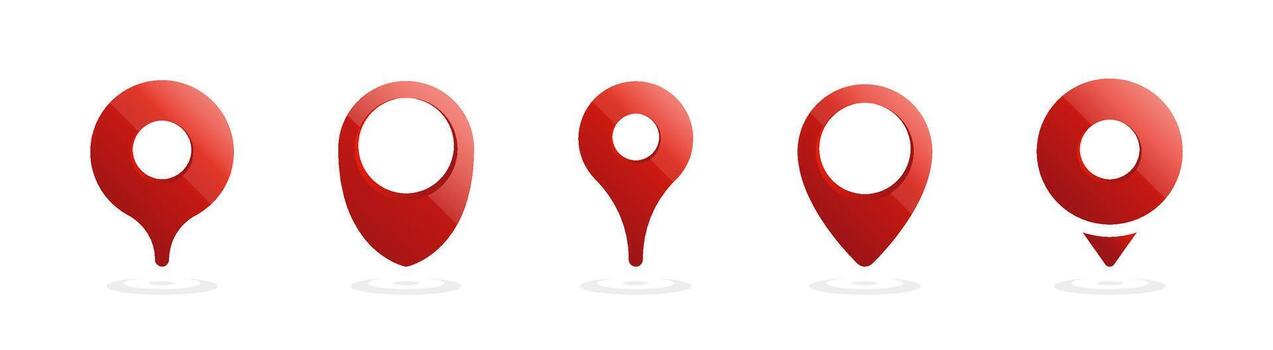 Red map pointers set for navigation and location design projects vector