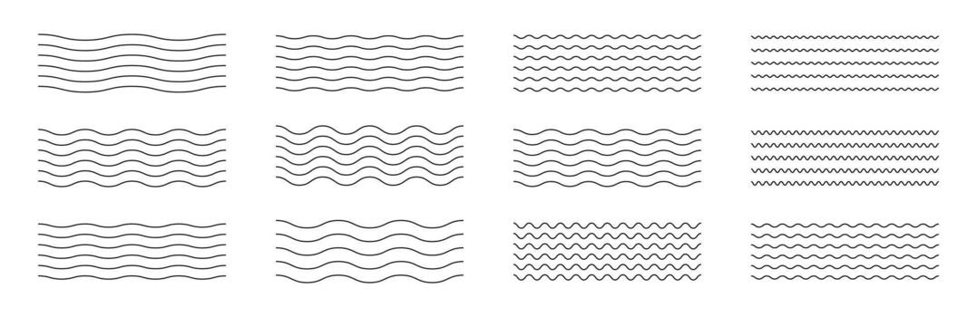Diverse wavy line patterns for decorative design and background elements vector