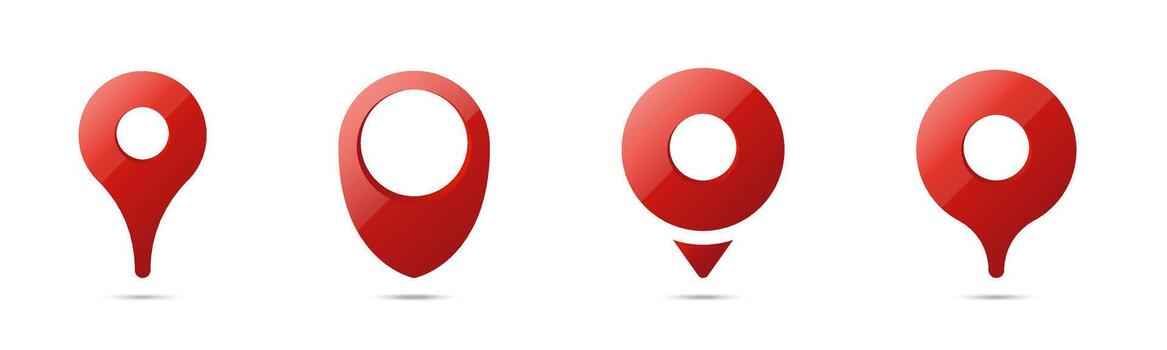 Red map location pins set for navigation and travel design vector