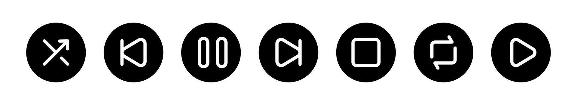 Minimalist music player icons set for digital interfaces vector
