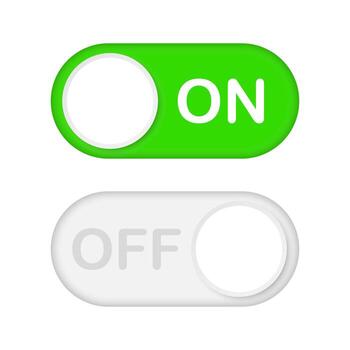 Toggle switch buttons for user interface design on off position vector