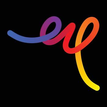 Vibrant abstract colorful flowing line art on a black background symbolizing creativity and movement vector