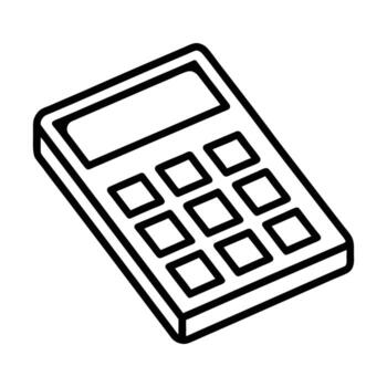 sencillo mano dibujado contorno de un básico calculadora con un pantalla y número almohadilla vector