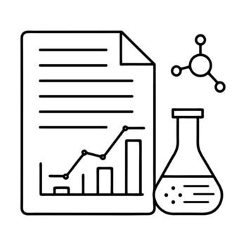 científico investigación y datos análisis con laboratorio equipo y molecular estructura vector