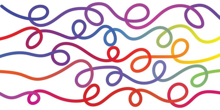 Vibrant abstract swirls and loops of colorful wavy lines on a white background vector