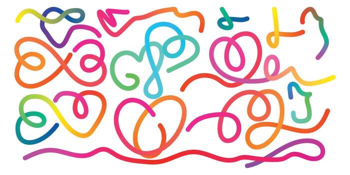 vistoso resumen garabatos y corazón formas en un caprichoso artístico diseño vector