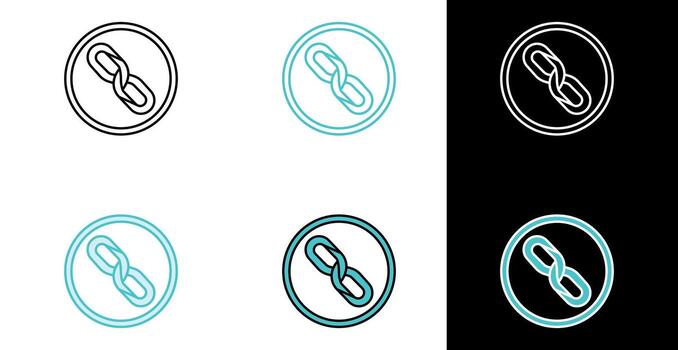 Interlocking Chain Link icon for hyperlink and website connection in line and fill style vector