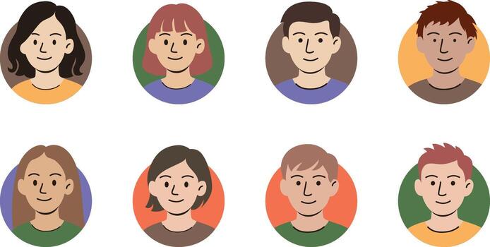 Diverse people avatar icons collections for social media networking website app design and development vector
