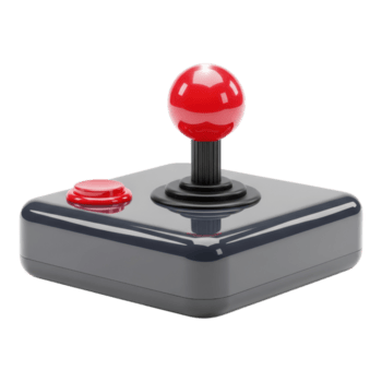 isolado em transparente fundo, retro videogames controle de video game com vermelho bola e botão png