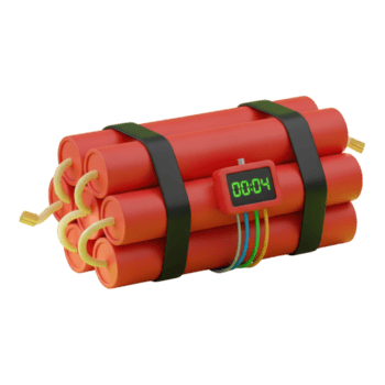dinamite Gravetos com cronômetro mostrando quatro segundos isolado em transparente fundo png