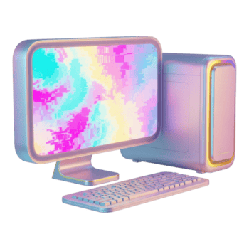 retro computador com colorida tela isolado em transparente fundo, 3d Renderização png