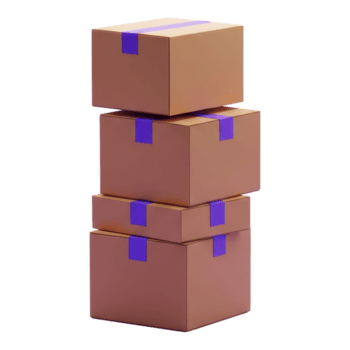 Stack of cardboard boxes isolated on transparent background, 3d rendering png