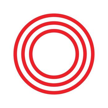 red circle frame icon. isolated on white background, Red circular icon featuring three concentric circles of equal thickness. vector