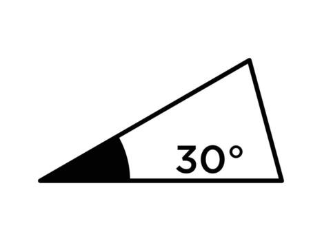 30 la licenciatura ángulo icono en triángulo, un Derecha triángulo es mostrado con un etiquetado ángulo de 30 grados vector