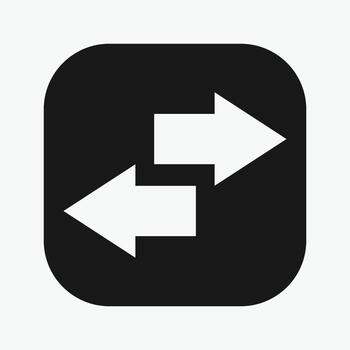 rectangle Directional arrow icons, Black arrows indicating transfer. Left and right line arrows representing exchange. Swap icon with two directional arrows. vector