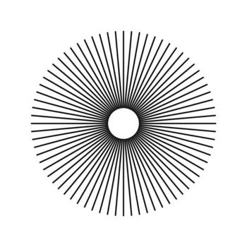 Radial circle lines, circular radiating geometric shapes resembling sun rays. Abstract design element. illustration on a white background. vector