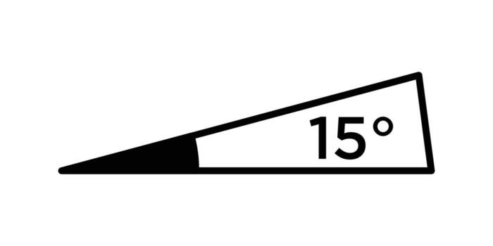 15 la licenciatura ángulo icono en triángulo, icono de un Derecha triángulo con un etiquetado 15 grados ángulo. vector