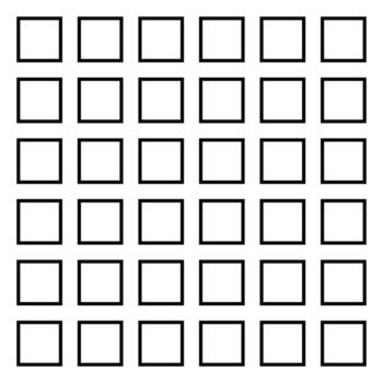 relleno de negro, libre de accidentes cerebrovasculares cuadrado dividido dentro un 6x6 red, un cuadrícula consistente de 6 6 filas y 6 6 columnas . vector