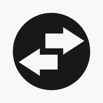 circle Directional arrow icons, Black arrows indicating transfer. Left and right line arrows representing exchange. Swap icon with two directional arrows. vector