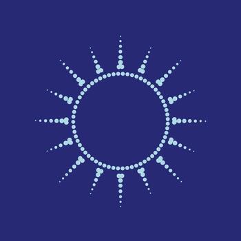 estilizado rayos de sol modelo compuesto de punteado líneas radiante desde un central circulo en un oscuro vector