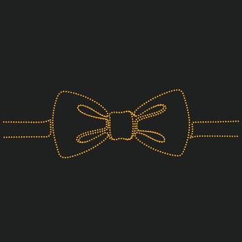 Elegant string of glowing dotted lines forming a stylish bow tie shape on a dark vector