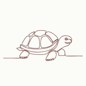 Minimalist Continuous Line Drawing of a Tortoise with a Detailed Shell and Calm Expression vector