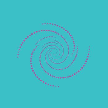 vibrante rosado y púrpura punteado espiral modelo en un brillante turquesa creando un dinámica visual efecto vector