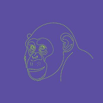 Stylized outline of a primate's face created with dotted lines on a solid , emphasizing artistic design and minimalism vector