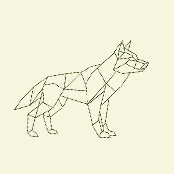 Stylized geometric representation of a dog created with dotted lines on a light vector