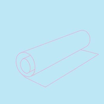 Minimalist pastel blue with a delicate pink dotted line forming a rolled-up scroll shape and a flat rectangular base vector
