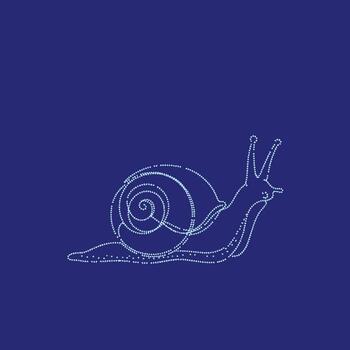 Elegant snail with a spiral shell and extended tentacles on a solid dark blue , emphasizing simplicity and natural beauty vector