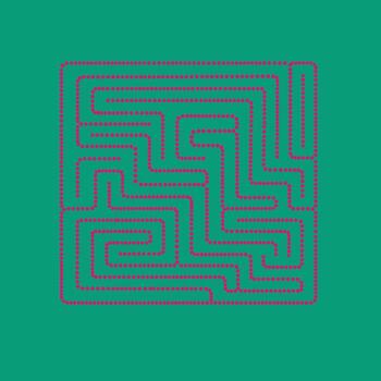 Intricate pink maze pattern with interconnected pathways on a teal , creating a complex geometric design for visual interest vector