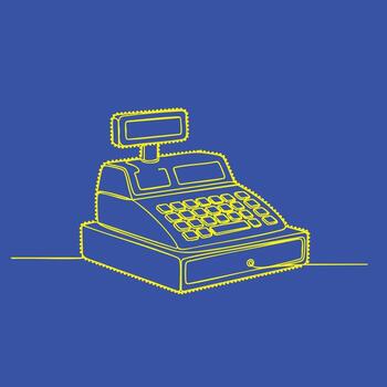 Digital cash register with keypad and display screen used in retail and hospitality environments vector