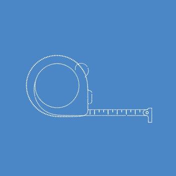 minimalista contorno de un retráctil medición cinta con un azul enfatizando precisión y medición herramientas vector