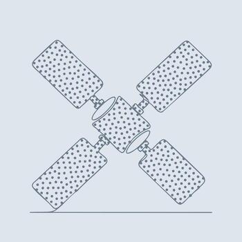 Symmetrical abstract pattern with interconnected dotted rectangular shapes forming a dynamic geometric design vector