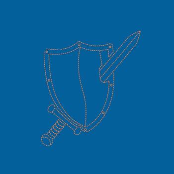 Medieval-style shield with a sword crossing it, symbolizing protection and combat in historical contexts vector