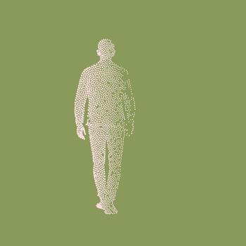 Silhouette of a Person Created with Small Dots on a Soft Green vector