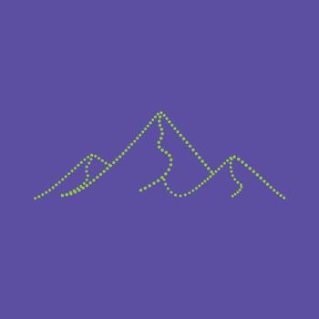 Stylized Mountain Range Created with Dotted Line Technique on Solid vector