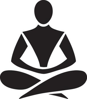 A serene silhouette of a person in a cross-legged position, embodying inner peace and tranquility, representing the practice of meditation. vector