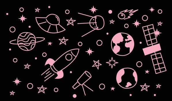 Cosmic Space Pattern Elements on with dark background vector