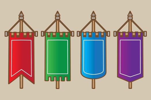 set of pennant medieval good for sticker, badge, element design, print design, etc vector