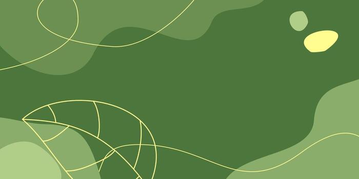 Green background, abstract shapes and leaves pattern with empty space for text. Template for banners, posters, and social media. vector