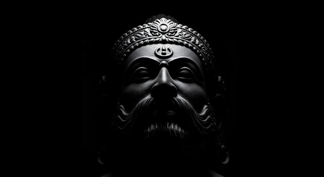 Dramatic Low-Key Portrait of Mahakaal Sculpture with Top Lighting photo