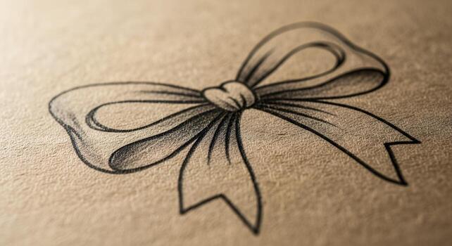 Hand-Drawn Decorative Bow on Craft Paper photo