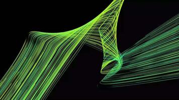 Abstract neon wave lines motion background with glowing particle animation loop video