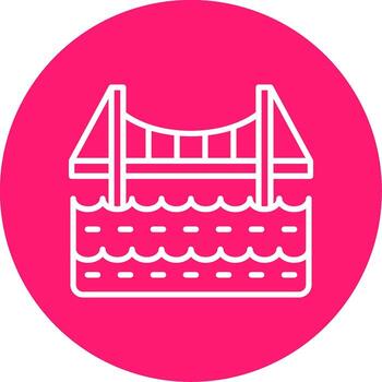 Arched River Crossing Bridge Multi Color Circle vector