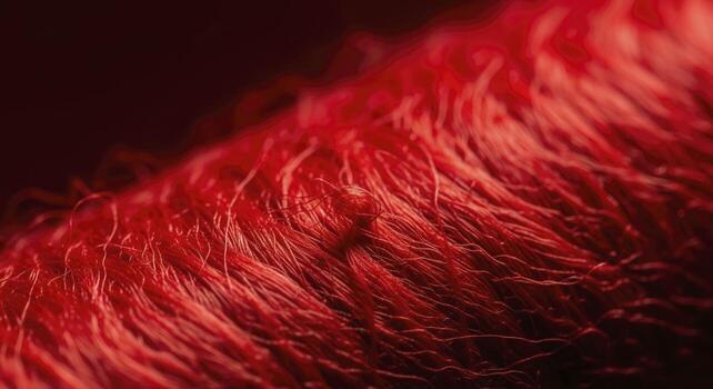 Detailed Macro View of Vibrant Red Thread Texture photo