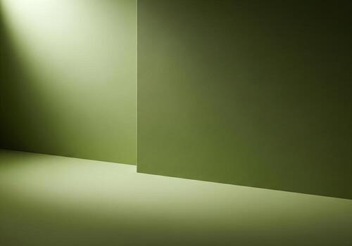 Minimalist Olive Green Architectural Background with Dramatic Light and Shadow photo