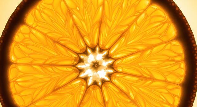 Vibrant Macro Photograph of a Translucent Backlit Orange Slice photo