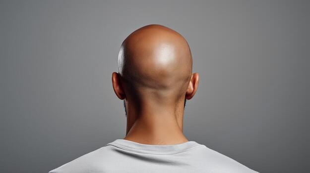 Close-up View of a Bald Man's Head from the Back Side photo